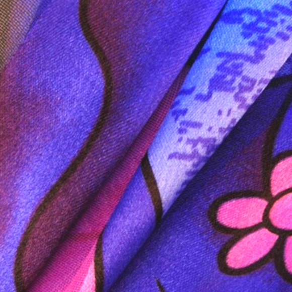 Polyester Picasso Style Portrait Square Scarf Wrap Shades of Blue Purple Pink - Picture 8 of 8